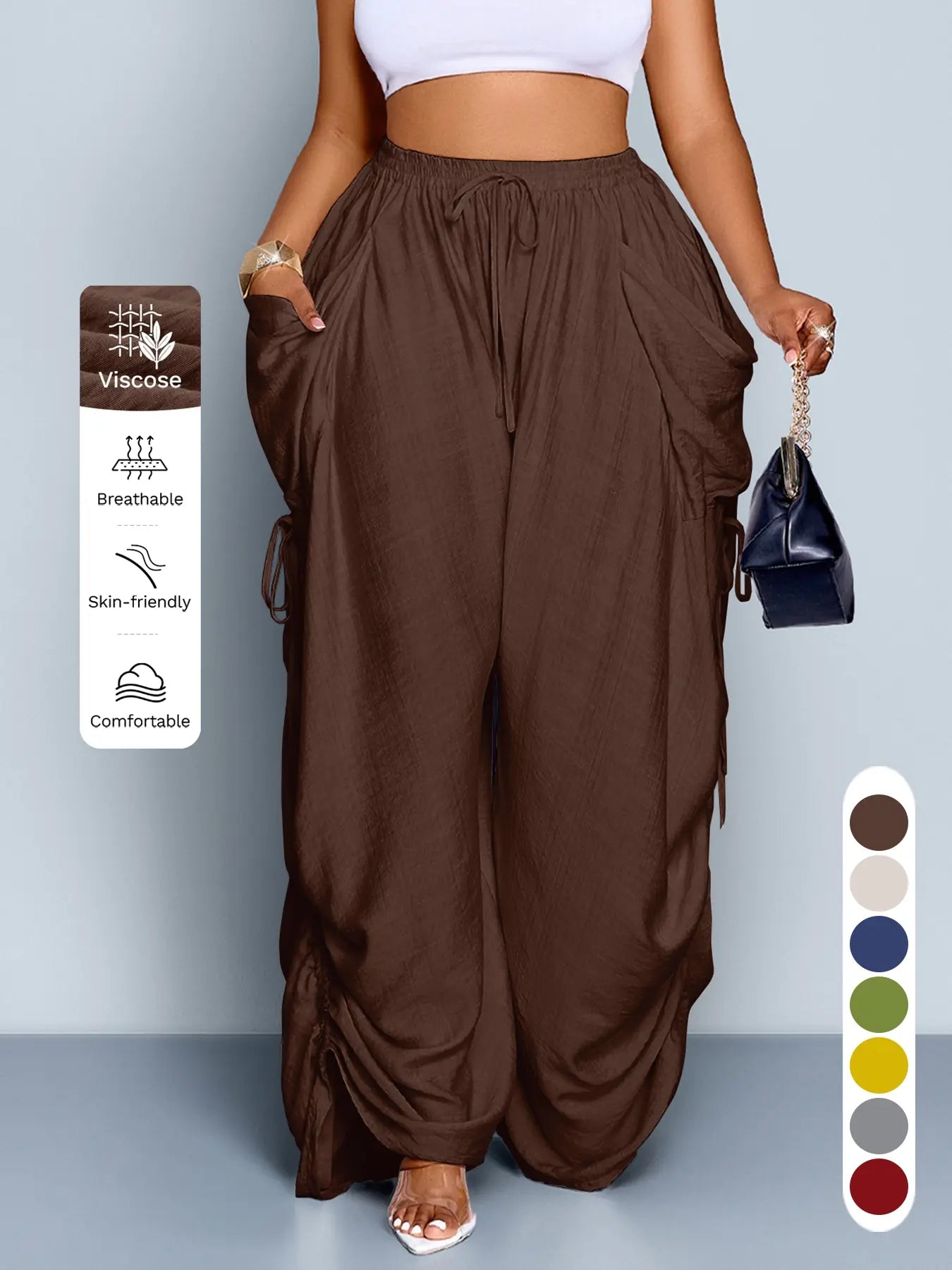 Owny Drape Cover Pants - Chocolate Brown