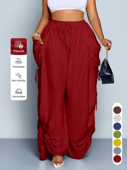 Owny Drape Cover Pants - Wine Red