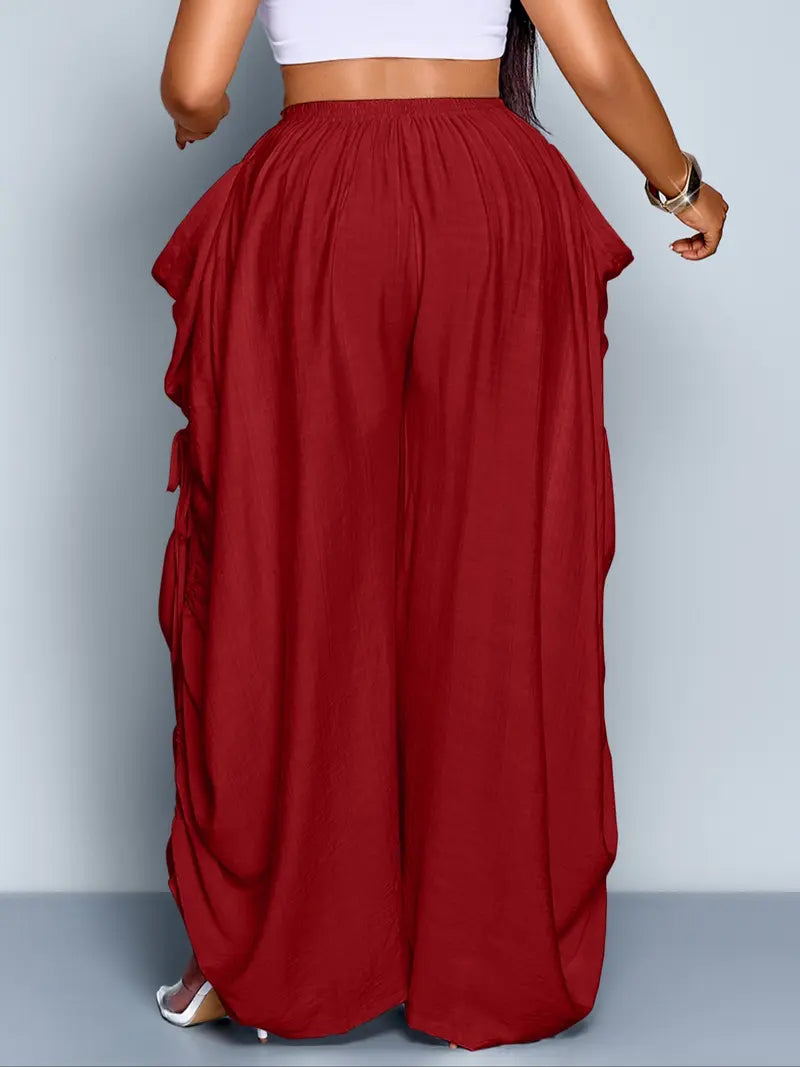 Owny Drape Cover Pants - Wine Red