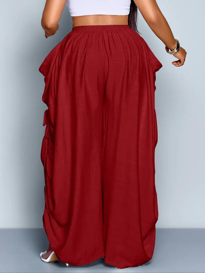 Owny Drape Cover Pants - Wine Red