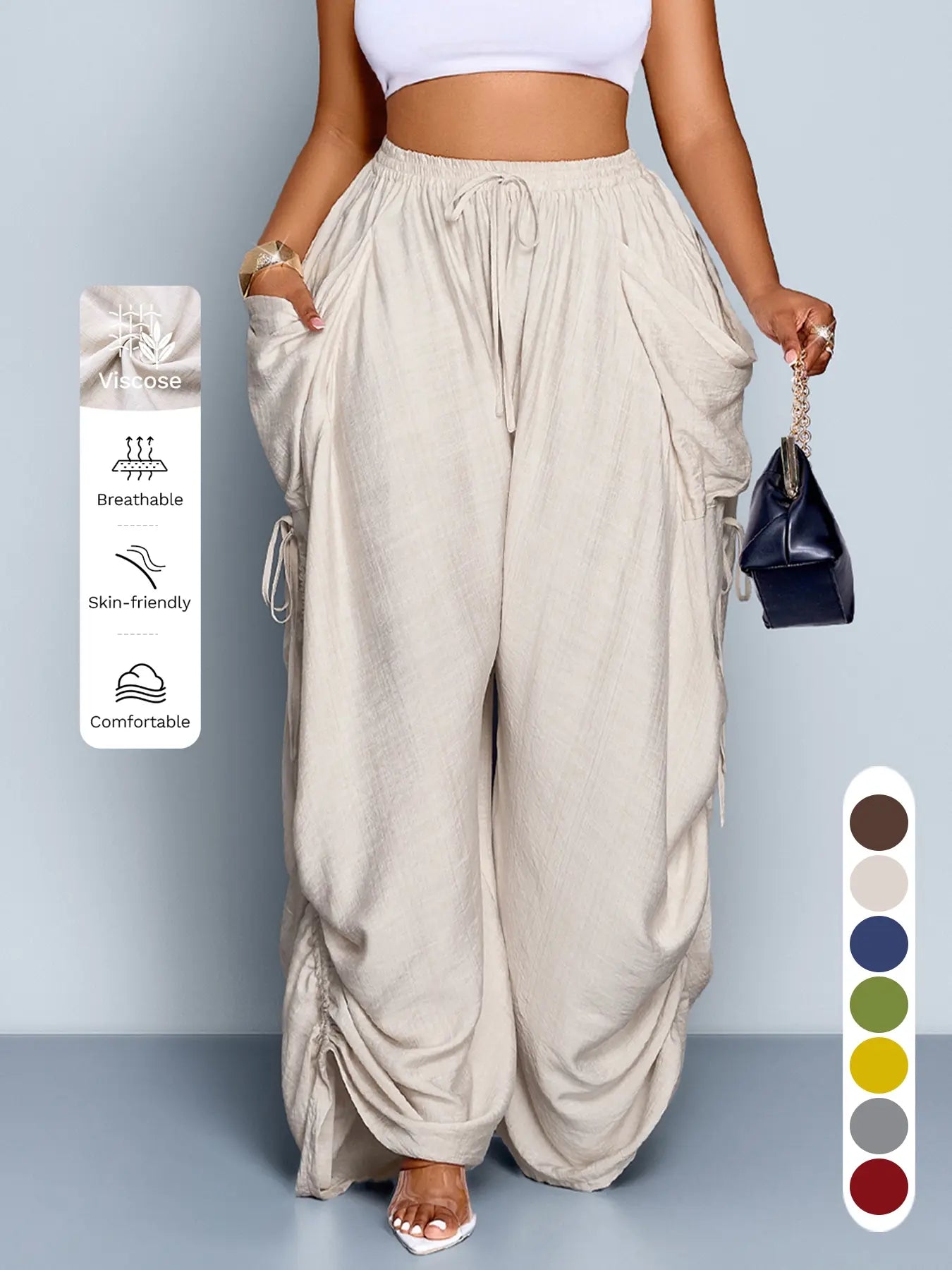 Owny Drape Cover Pants - Cream