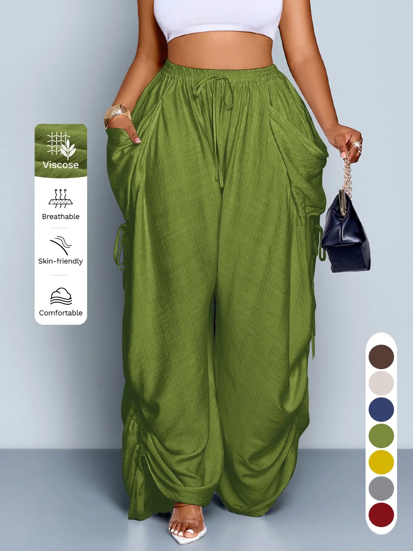 Owny Drape Cover Pants - Olive Green