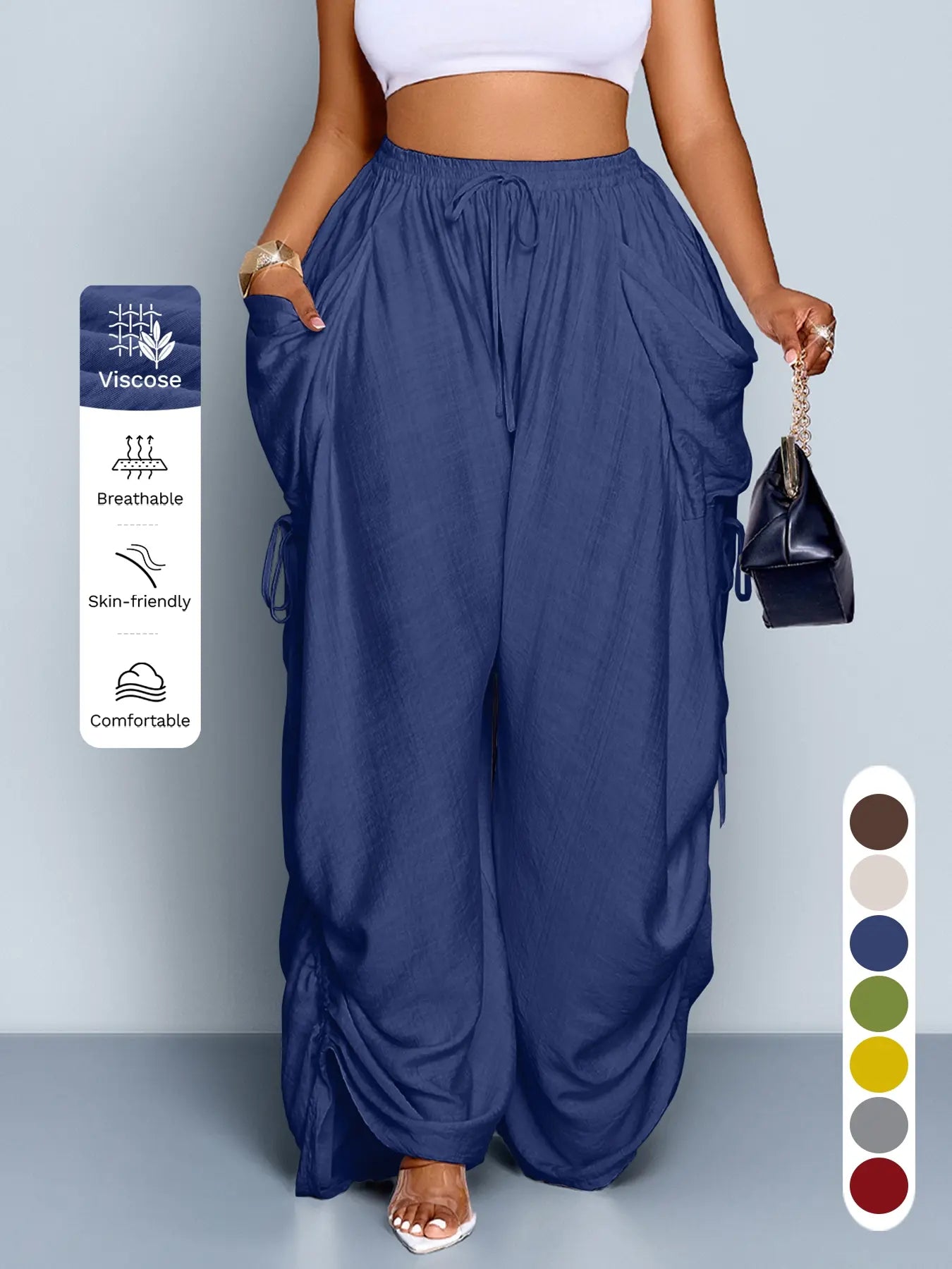 Owny Drape Cover Pants - Navy Blue