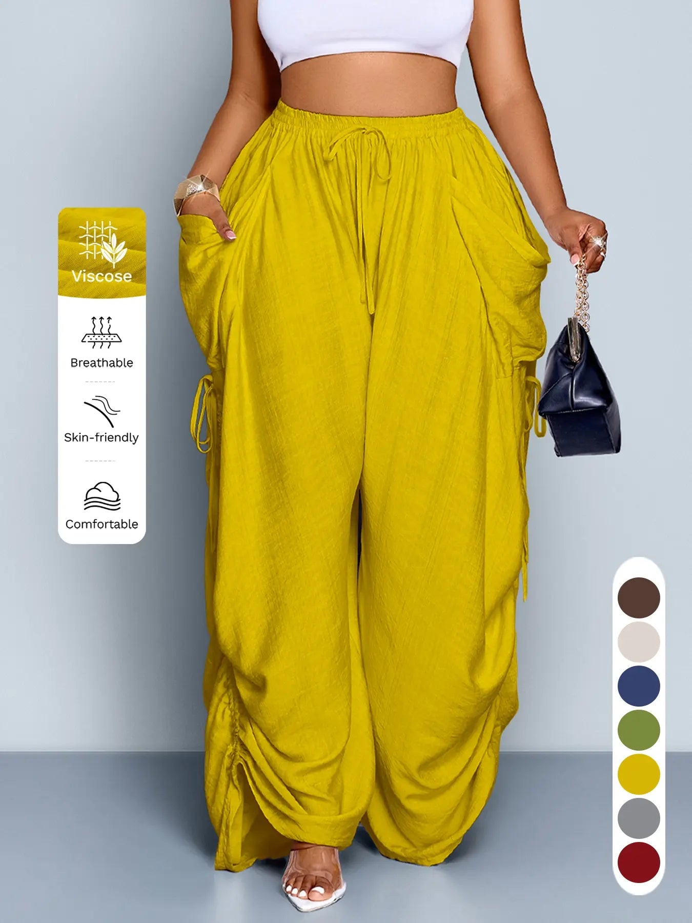 Owny Drape Cover Pants - Mustard Yellow