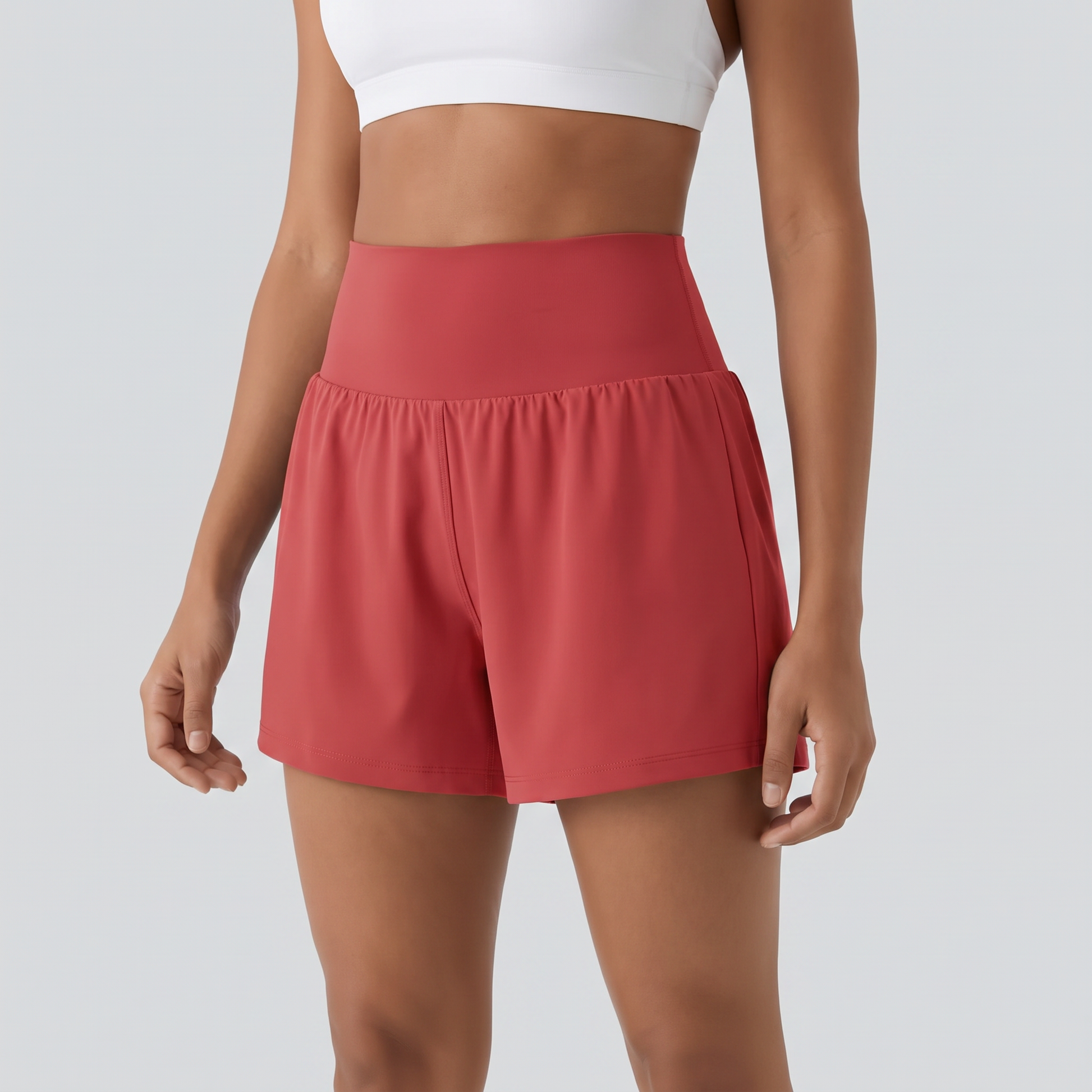 Owny 2-in-1 High-Rise Shorts - Wine Red